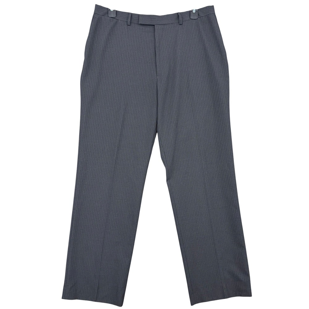 Claiborne Dress Pants Mens 36/32 Polyester Rayon Gray Pinstripe